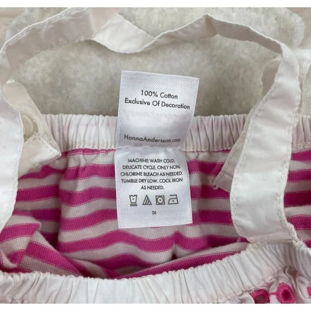 Hanna Andersson Pink Cotton Summer Stripes Romper Size 3T